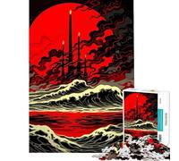 Puzzle per adulti da 1000 pezzi Luna rossa e candele accese Gioco educativo con puzzle da 1000 pezzi decorazione per la casa rompicapo e giochi per tutta la famiglia (38x52cm)