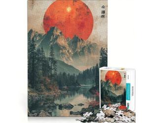 Puzzle per adulti da 1000 pezzi Luna rossa sulla valle gioco rilassante allena la mente e la mano compleanno e Natale 38x26cm