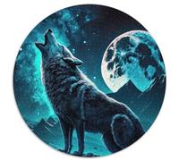Puzzle per adulti da 1000 pezzi "Lupi sotto la luna piena", in cartone, perfetto per adolescenti e collezionisti, ideale come decorazione per la casa e regalo da viaggio (dimensioni 67,5x67,5 cm).