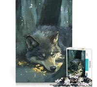 Puzzle per adulti da 1000 pezzi "Lupo addormentato nella foresta" gioco pratico difficile e stimolante ideale come regalo per tutta la famiglia 50x75cm