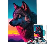 Puzzle per adulti da 1000 pezzi "Lupo al tramonto" - Gioco impossibile sfida per l'intelligenza e il cervello giocattolo avvincente regalo di compleanno per divertimento in famiglia (38x26cm)
