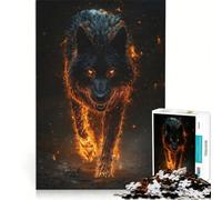 Puzzle per adulti da 1000 pezzi Lupo Alfa Nero Infernale Giochi per famiglie Analisi e logica Per migliorare l'amore tra le coppie 38x52cm