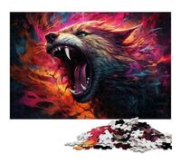 Puzzle per adulti da 1000 pezzi Lupo arrabbiato sul pianeta oscuro Il puzzle con taglio di precisione è ideale come regalo per tutta la famiglia 1000 pezzi (75x50 cm)