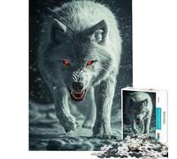 Puzzle per adulti da 1000 pezzi Lupo bianco dagli occhi rossi Giochi rilassanti sfida per l'intelligenza e la mente Giocattolo avvincente Ottima idea regalo Attività per tutta la famiglia (38x26cm)