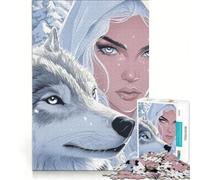 Puzzle per adulti da 1000 pezzi Lupo Bianco e Sacerdotessa gioco rompicapo difficile ideale come regalo per tutta la famiglia 38x26cm