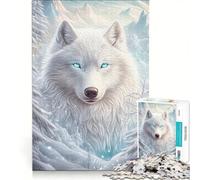 Puzzle per adulti da 1000 pezzi Lupo bianco in inverno gioco rompicapo difficile ideale come regalo per tutta la famiglia 50x75cm