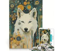 Puzzle per adulti da 1000 pezzi: Lupo bianco nella giungla stellata giochi per famiglie interazione genitore-figlio regalo per amici e parenti 38x26cm