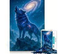 Puzzle per adulti da 1000 pezzi,Lupo celeste che ulula alla galassia,con bordi sottili,gioco divertente e di concentrazione,ideale per rilassarsi,regalo di compleanno (50x75cm)