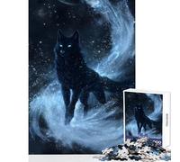 Puzzle per adulti da 1000 pezzi Lupo celeste nella notte stellata giocattoli antistress regali per donne e uomini gioco educativo difficile e stimolante dimensioni 50x75cm