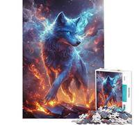 Puzzle per adulti da 1000 pezzi "Lupo di Fuoco e Ghiaccio" gioco rilassante per adulti decorazione perfetta ideale come regalo (dimensioni 38x52cm)