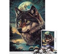 Puzzle per adulti da 1000 pezzi Lupo e Pecora al chiaro di luna gioco fai da te per adulti gara di velocità manuale interazione genitore-figlio (dimensioni 50x75cm)