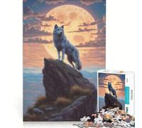 Puzzle per adulti da 1000 pezzi: Lupo in cima a una collina gioco rompicapo difficile ideale come regalo per tutta la famiglia 38x26cm