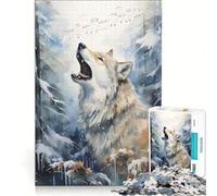 Puzzle per adulti da 1000 pezzi: Lupo invernale che ulula nella foresta gioco rompicapo difficile ideale come regalo per tutta la famiglia 38x26cm