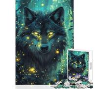 Puzzle per adulti da 1000 pezzi Lupo Luce nell'oscurità Giocattoli antistress Ottimi regali e giocattoli Gioco rompicapo con poster abbinato e foglio di quiz Dimensioni 38x52cm