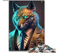 Puzzle per adulti da 1000 pezzi, lupo manager in abito, dimensioni 26x38cm, attività per la famiglia, rompicapo, arredamento per la casa, regalo per le feste.