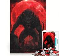 Puzzle per adulti da 1000 pezzi Lupo mannaro sotto una luna di sangue giochi rilassanti attività per famiglie collezione d'artista belle arti 38x52cm
