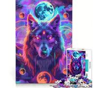 Puzzle per adulti da 1000 pezzi "Lupo Mistico" gioco impossibile migliora la memoria con pezzi a incastro di forma casuale 38x26cm