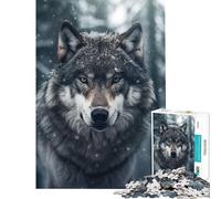 Puzzle per adulti da 1000 pezzi: Lupo nella foresta innevata Un gioco antistress divertente e un regalo spiritoso per amici e familiari (38x52cm)