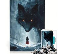 Puzzle per adulti da 1000 pezzi: Lupo nero e la bambina, gioco rompicapo, assemblaggio di figure, ottimo regalo per gli appassionati di videogiochi 38x26cm