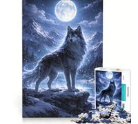 Puzzle per adulti da 1000 pezzi Lupo Pioggia Luna Giocattolo fai da te Difficile da completare Collezione d'artista Belle arti 38x26cm