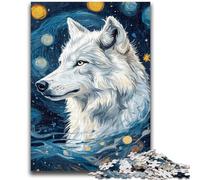 Puzzle per adulti da 1000 pezzi Lupo sotto il cielo notturno Aiuta il cervello a esercitare Giocattoli avvincenti per coltivare la pazienza Interazione genitore-figlio 26x38cm