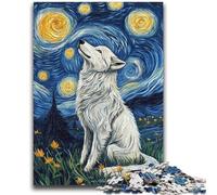 Puzzle per adulti da 1000 pezzi, lupo sotto il cielo notturno, giocattoli, giochi educativi, antistress, adatti per la decorazione della scrivania, 50x75cm