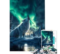 Puzzle per adulti da 1000 pezzi "Lupo sotto l'aurora boreale" - Gioco educativo e stimolante - Ottimo regalo per attività in famiglia (Dimensioni 50x75cm)