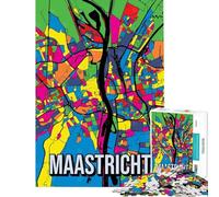 Puzzle per adulti da 1000 pezzi Maastricht Paesi Bassi Pop Art mappa della città gioco intellettuale giochi per famiglie decorazione perfetta ottimo regalo e giocattolo (dimensioni 75x50cm)