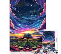 Puzzle per adulti da 1000 pezzi,magico albero solitario,giocattolo educativo,regalo di compleanno,giochi rilassanti con poster abbinato e quiz,dimensioni del foglio 50x75cm