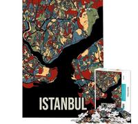 Puzzle per adulti da 1000 pezzi mappa della città di Istanbul Turchia dai toni della terra gioco rilassante gioco stimolante regalo per compleanni sfida difficile (dimensioni 50x75cm)