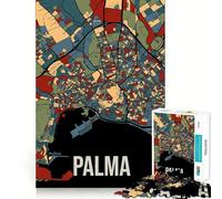 Puzzle per adulti da 1000 pezzi,mappa della città di Palma di Maiorca,Spagna,gioco di abilità mentale di alta qualità,divertimento senza fine,decorazione natalizia da parete (38x52cm)