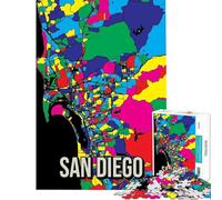 Puzzle per adulti da 1000 pezzi mappa della città di San Diego in stile Pop Art sfida per l'intelligenza giocattolo avvincente gioco pratico difficile regalo di compleanno (dimensioni 50x75cm)