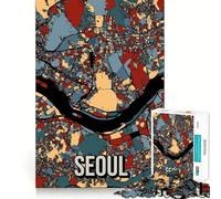 Puzzle per adulti da 1000 pezzi, mappa della città di Seoul, Corea del Sud, con bordi precisi, gioco creativo, ideale per momenti di relax, tema natalizio (38x26cm)
