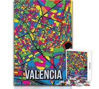 Puzzle per adulti da 1000 pezzi, mappa della città di Valencia, rompicapo pop art, giochi per famiglie, decorazioni artistiche per la casa, giocattoli antistress, dimensioni 38x52cm