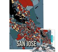 Puzzle per adulti da 1000 pezzi mappa retrò della città di San Jose sfida per l'intelligenza giocattolo avvincente gioco pratico difficile regalo di compleanno (dimensioni 38x26cm)