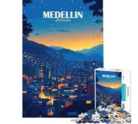 Puzzle per adulti da 1000 pezzi Medellin Colombia panorama notturno Un gioco avvincente per coltivare la pazienza ideale per tutta la famiglia perfetto come decorazione o come regalo divertente