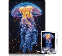 Puzzle per adulti da 1000 pezzi Meduse luminose in acqua scura, perfetto per le ore di svago tranquille, giocattolo di alta qualità con taglio preciso, dimensioni 50x75cm