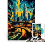 Puzzle per adulti da 1000 pezzi Metropoli futuristica Fatto di carta,per età 14+ Gioco intellettuale perché è ideale come regalo per tutta la famiglia。misurare:38x52cm/14.96x20.47pollice