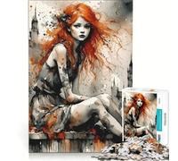 Puzzle per adulti da 1000 pezzi "Mi mancano i tuoi capelli rossi", giochi rilassanti, interazione genitore-figlio, collezione d'artista, belle arti 38x26cm