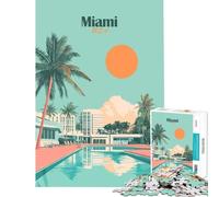 Puzzle per adulti da 1000 pezzi Miami Beach piscina gioco impossibile giocattoli educativi regali per compleanni attività per famiglie (dimensioni 38x26cm)