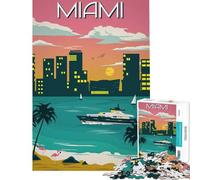 Puzzle per adulti da 1000 pezzi Miami Florida tema viaggi arte gioco educativo sfida giocattolo rilassante attività per famiglie regalo di compleanno (dimensioni 50x75cm)