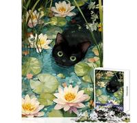 Puzzle per adulti da 1000 pezzi Midnight Prowler in The Lily Pond giocattoli antistress regalo per compleanni gioco impossibile migliora l'amore tra coppie dimensioni 38x52cm