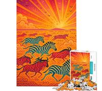 Puzzle per adulti da 1000 pezzi Migrazione di animali africani al tramonto Puzzle da 1000 pezzi Decorazione per la casa Giocattolo Sfida impegnativa Regalo per amici e familiari (38x52cm)