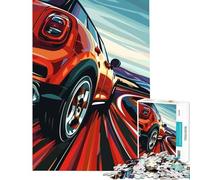 Puzzle per adulti da 1000 pezzi Mini Cooper rossa in corsa gioco per famiglie giocattolo educativo ottimo regalo per chi ama giocare e migliorare la memoria (dimensioni 38x52cm)