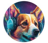 Puzzle per adulti da 1000 pezzi, modello "Cuffie Corgi", in cartone, regalo di Natale, ideale per ufficio, camera da letto e soggiorno (67,5x67,5cm)