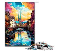 Puzzle per adulti da 1000 pezzi modello della città vecchia di Zurigo assemblaggio aiuta il cervello a esercitare i giocattoli avvincenti per coltivare la pazienza 75x50 cm