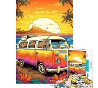 Puzzle per adulti da 1000 pezzi modello retrò VW Bus ideale per la spiaggia i viaggi e stimolare la mente Gioco antistress da parete adatto a maggiori di 14 anni (38x52cm)