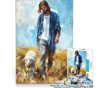 Puzzle per adulti da 1000 pezzi moderno con Gesù e agnello gioco educativo decorazione perfetta ogni pezzo è unico 38x26cm