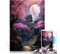 Puzzle per adulti da 1000 pezzi Monastero di Sakura Mountain Fatto di carta,per e da 14 anni in su Giocattoli stimolanti Donazione di opere d'arte。misurare:38x52cm/14.96x20.47pollice
