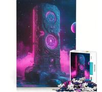 Puzzle per adulti da 1000 pezzi Monolite spaziale al neon gioco per famiglie rilassante e stimolante idea regalo 38x52cm